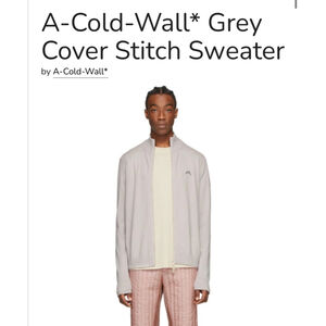 Men's A-Cold-Wall* Moonbeam Grey Cover Stitch Zip Up Sweater S